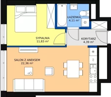 2 pokoje, apartament 43,42 m², piętro 16, oferta nr a.1.16.02, ATAL SKY+ II, Katowice, Wełnowiec-Józefowiec, Wełnowiec, al. Wojciecha Korfantego 93-99