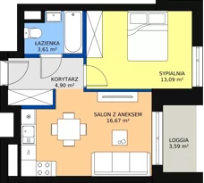2 pokoje, apartament 39,97 m², piętro 1, oferta nr b.1.1.02, ATAL SKY+ II, Katowice, Wełnowiec-Józefowiec, Wełnowiec, al. Wojciecha Korfantego 93-99