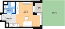 1 pokój, apartament inwestycyjny 29,53 m², parter, oferta nr c.2.0.03, ATAL SKY+ Apartamenty Inwestycyjne, Katowice, Wełnowiec-Józefowiec, Wełnowiec, al. Wojciecha Korfantego 85