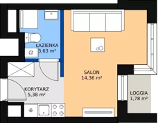 1 pokój, apartament inwestycyjny 24,12 m², piętro 1, oferta nr c.1.1.07, ATAL SKY+ Apartamenty Inwestycyjne, Katowice, Wełnowiec-Józefowiec, Wełnowiec, al. Wojciecha Korfantego 85