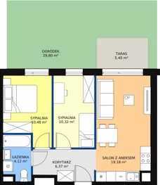 3 pokoje, mieszkanie 50,47 m², parter, oferta nr A.01.0.06, Warszawska 58A, Warszawa, Ursus, Niedźwiadek, ul. Warszawska 58a