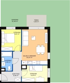 3 pokoje, mieszkanie 52,27 m², parter, oferta nr A.02.0.05, Warszawska 58A, Warszawa, Ursus, Niedźwiadek, ul. Warszawska 58a