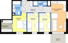 4 pokoje, mieszkanie 67,65 m², piętro 1, oferta nr A.02.1.12, Warszawska 58A, Warszawa, Ursus, Niedźwiadek, ul. Warszawska 58a