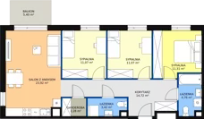4 pokoje, mieszkanie 82,55 m², piętro 1, oferta nr B.01.1.10, Warszawska 58A, Warszawa, Ursus, Niedźwiadek, ul. Warszawska 58a