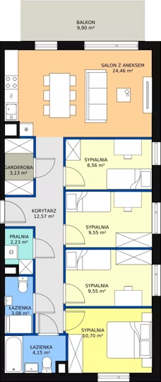 5 pokoi, mieszkanie 87,98 m², piętro 1, oferta nr B.01.1.13, Warszawska 58A, Warszawa, Ursus, Niedźwiadek, ul. Warszawska 58a