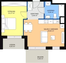 2 pokoje, mieszkanie 45,70 m², piętro 2, oferta nr B.01.2.14, Warszawska 58A, Warszawa, Ursus, Niedźwiadek, ul. Warszawska 58a