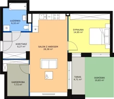 2 pokoje, mieszkanie 64,94 m², piętro 1, oferta nr 6-1-2, Zakątek Harmonia II, Warszawa, Białołęka, Szamocin, ul. Płochocińska
