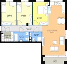 4 pokoje, mieszkanie 107,02 m², piętro 2, oferta nr 6-2-1, Zakątek Harmonia II, Warszawa, Białołęka, Szamocin, ul. Płochocińska