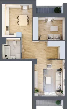 1 pokój, mieszkanie 52,99 m², piętro 2, oferta nr 5.02.B13, Ogrody Andersa, Gliwice, Wojska Polskiego, ul. Leopolda Okulickiego