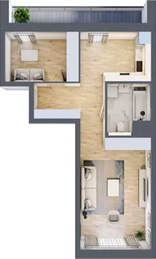 1 pokój, mieszkanie 49,50 m², piętro 3, oferta nr 5.03.C08, Ogrody Andersa, Gliwice, Wojska Polskiego, ul. Leopolda Okulickiego