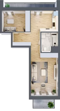 1 pokój, mieszkanie 51,36 m², piętro 4, oferta nr 5.04.C11, Ogrody Andersa, Gliwice, Wojska Polskiego, ul. Leopolda Okulickiego