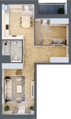 1 pokój, mieszkanie 57,74 m², piętro 1, oferta nr 5.01.D05, Ogrody Andersa, Gliwice, Wojska Polskiego, ul. Leopolda Okulickiego