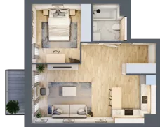 2 pokoje, mieszkanie 47,96 m², piętro 1, oferta nr 5.01.D08, Ogrody Andersa, Gliwice, Wojska Polskiego, ul. Leopolda Okulickiego