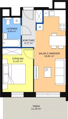2 pokoje, mieszkanie 40,20 m², piętro 2, oferta nr H1-A-2-4, Heyki City ATAL, Szczecin, Prawobrzeże, Międzyodrze, ul. Leona Heyki