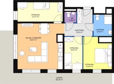 4 pokoje, apartament 82,44 m², piętro 2, oferta nr H1-A-2-7, Heyki City ATAL, Szczecin, Prawobrzeże, Międzyodrze, ul. Leona Heyki
