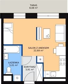 1 pokój, apartament 31,39 m², piętro 2, oferta nr H1-B-2-8, Heyki City ATAL, Szczecin, Prawobrzeże, Międzyodrze, ul. Leona Heyki