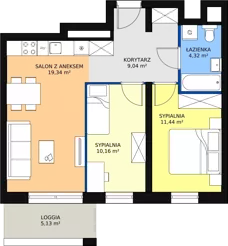 3 pokoje, mieszkanie 55,42 m², piętro 4, oferta nr H1-A-4-6, Heyki City ATAL, Szczecin, Prawobrzeże, Międzyodrze, ul. Leona Heyki