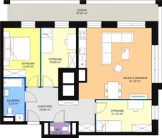 4 pokoje, mieszkanie 84,69 m², piętro 4, oferta nr H1-B-4-3, Heyki City ATAL, Szczecin, Prawobrzeże, Międzyodrze, ul. Leona Heyki