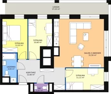 4 pokoje, mieszkanie 84,30 m², piętro 9, oferta nr H1-B-9-3, Heyki City ATAL, Szczecin, Prawobrzeże, Międzyodrze, ul. Leona Heyki