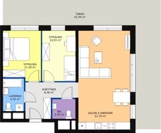 3 pokoje, apartament 69,09 m², piętro 2, oferta nr H2-E-2-3, Heyki City ATAL, Szczecin, Prawobrzeże, Międzyodrze, ul. Leona Heyki