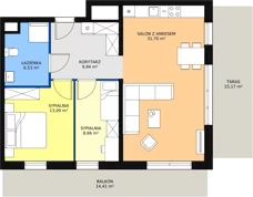 3 pokoje, apartament 69,92 m², piętro 2, oferta nr H2-E-2-4, Heyki City ATAL, Szczecin, Prawobrzeże, Międzyodrze, ul. Leona Heyki