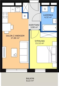 2 pokoje, mieszkanie 36,94 m², piętro 2, oferta nr H2-E-2-5, Heyki City ATAL, Szczecin, Prawobrzeże, Międzyodrze, ul. Leona Heyki