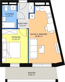 2 pokoje, apartament 40,46 m², piętro 2, oferta nr H2-E-2-8, Heyki City ATAL, Szczecin, Prawobrzeże, Międzyodrze, ul. Leona Heyki