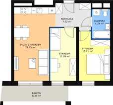 3 pokoje, apartament 56,31 m², piętro 3, oferta nr H2-E-3-7, Heyki City ATAL, Szczecin, Prawobrzeże, Międzyodrze, ul. Leona Heyki