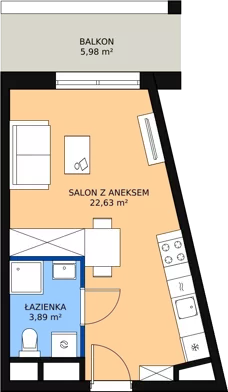 1 pokój, mieszkanie 26,52 m², piętro 3, oferta nr H2-E-3-9, Heyki City ATAL, Szczecin, Prawobrzeże, Międzyodrze, ul. Leona Heyki