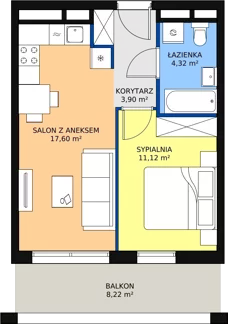 2 pokoje, apartament 36,94 m², piętro 4, oferta nr H2-E-4-5, Heyki City ATAL, Szczecin, Prawobrzeże, Międzyodrze, ul. Leona Heyki