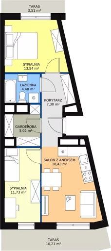 3 pokoje, apartament 60,50 m², piętro 5, oferta nr H2-E-5-7, Heyki City ATAL, Szczecin, Prawobrzeże, Międzyodrze, ul. Leona Heyki
