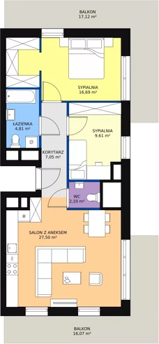 3 pokoje, mieszkanie 67,44 m², piętro 6, oferta nr H2-E-6-3, Heyki City ATAL, Szczecin, Prawobrzeże, Międzyodrze, ul. Leona Heyki