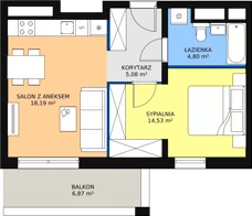 2 pokoje, apartament 43,99 m², piętro 6, oferta nr H2-E-6-6, Heyki City ATAL, Szczecin, Prawobrzeże, Międzyodrze, ul. Leona Heyki