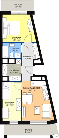 3 pokoje, mieszkanie 60,50 m², piętro 6, oferta nr H2-E-6-7, Heyki City ATAL, Szczecin, Prawobrzeże, Międzyodrze, ul. Leona Heyki