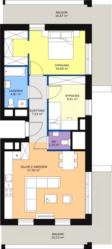 3 pokoje, apartament 67,42 m², piętro 7, oferta nr H2-E-7-3, Heyki City ATAL, Szczecin, Prawobrzeże, Międzyodrze, ul. Leona Heyki