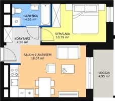 2 pokoje, apartament 37,47 m², piętro 2, oferta nr H3-F-2-4, Heyki City ATAL, Szczecin, Prawobrzeże, Międzyodrze, ul. Leona Heyki