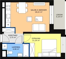 2 pokoje, apartament 37,67 m², piętro 2, oferta nr H3-F-2-5, Heyki City ATAL, Szczecin, Prawobrzeże, Międzyodrze, ul. Leona Heyki