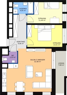3 pokoje, apartament 73,98 m², piętro 3, oferta nr H3-F-3-6, Heyki City ATAL, Szczecin, Prawobrzeże, Międzyodrze, ul. Leona Heyki