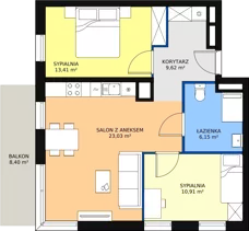 3 pokoje, apartament 63,12 m², piętro 4, oferta nr H3-F-4-7, Heyki City ATAL, Szczecin, Prawobrzeże, Międzyodrze, ul. Leona Heyki