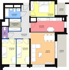 4 pokoje, apartament 93,66 m², piętro 14, oferta nr H4-C-14-2, Heyki City ATAL, Szczecin, Prawobrzeże, Międzyodrze, ul. Leona Heyki