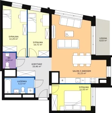 4 pokoje, apartament 83,65 m², piętro 15, oferta nr H4-C-15-1, Heyki City ATAL, Szczecin, Prawobrzeże, Międzyodrze, ul. Leona Heyki