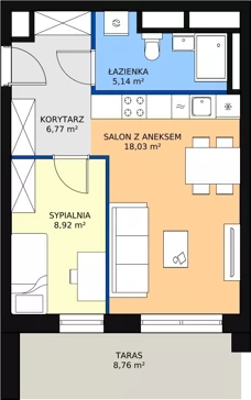 2 pokoje, apartament 38,97 m², piętro 2, oferta nr H4-C-2-9, Heyki City ATAL, Szczecin, Prawobrzeże, Międzyodrze, ul. Leona Heyki