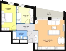 3 pokoje, apartament 66,32 m², piętro 2, oferta nr H4-C-2-13, Heyki City ATAL, Szczecin, Prawobrzeże, Międzyodrze, ul. Leona Heyki
