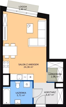 1 pokój, apartament 39,70 m², piętro 3, oferta nr H4-C-3-2, Heyki City ATAL, Szczecin, Prawobrzeże, Międzyodrze, ul. Leona Heyki