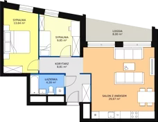 3 pokoje, mieszkanie 66,32 m², piętro 3, oferta nr H4-C-3-13, Heyki City ATAL, Szczecin, Prawobrzeże, Międzyodrze, ul. Leona Heyki