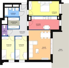 4 pokoje, apartament 97,60 m², piętro 5, oferta nr H4-C-5-2, Heyki City ATAL, Szczecin, Prawobrzeże, Międzyodrze, ul. Leona Heyki