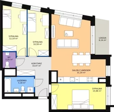 4 pokoje, apartament 87,87 m², piętro 6, oferta nr H4-C-6-1, Heyki City ATAL, Szczecin, Prawobrzeże, Międzyodrze, ul. Leona Heyki