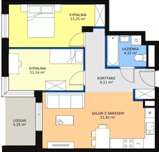 3 pokoje, mieszkanie 59,44 m², piętro 1, oferta nr D1.2.1.2, Nowy Targówek VI, Warszawa, Targówek, Targówek Mieszkaniowy, ul. Płosa 8