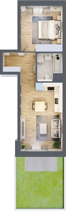 2 pokoje, mieszkanie 42,35 m², parter, oferta nr 6.00.A01, Ogrody Andersa II, Gliwice, Wojska Polskiego, ul. Generała Władysława Andersa
