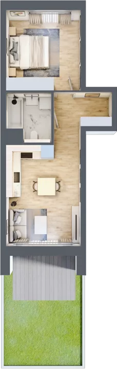 2 pokoje, mieszkanie 39,32 m², parter, oferta nr 6.00.B02, Ogrody Andersa II, Gliwice, Wojska Polskiego, ul. Generała Władysława Andersa